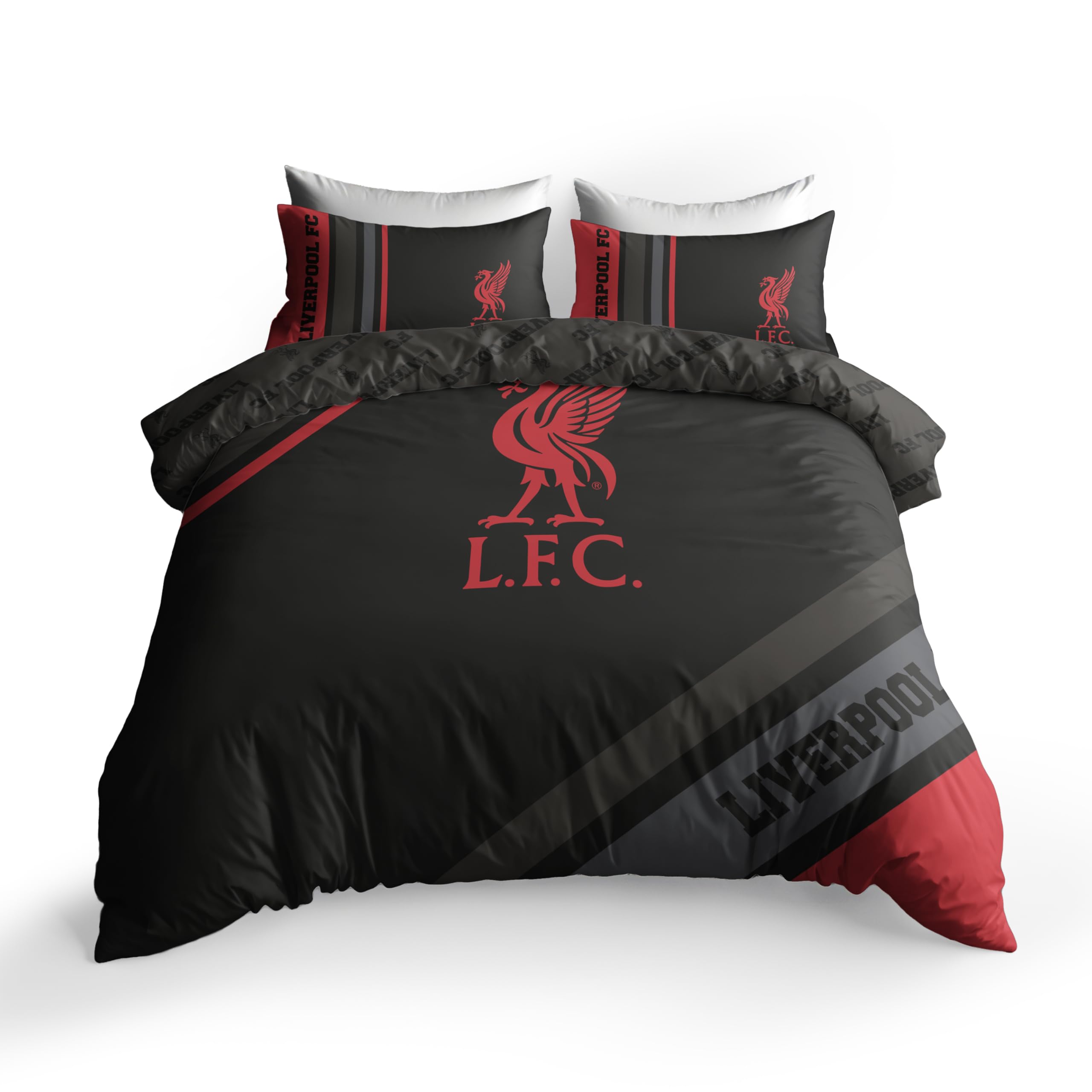 Foco Liverpool Fc Officially Licensed Dark Rayz Reversible Double Duvet Cover Set With Pillowcases