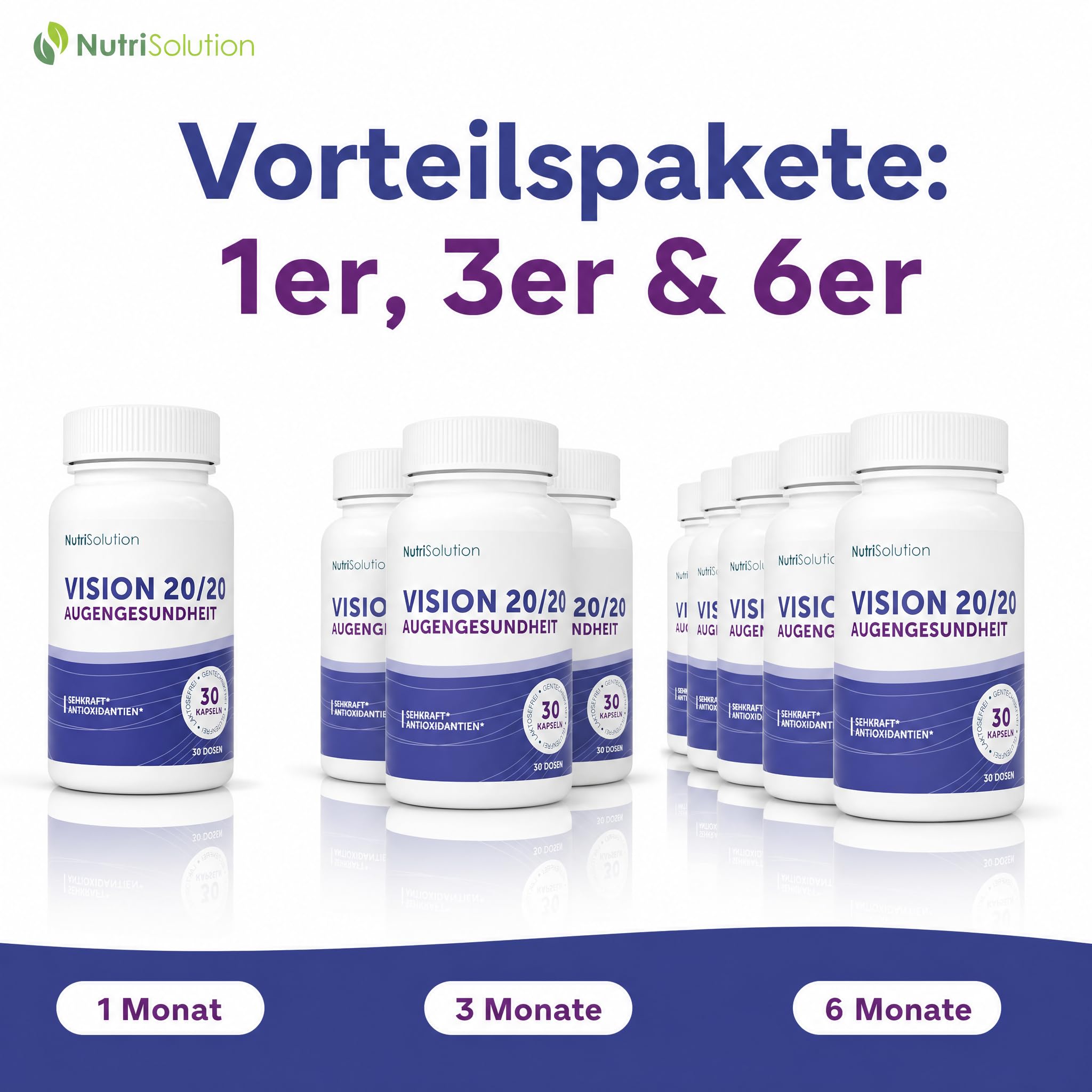 Vision 20/20: Natürliches Nahrungsergänzungsmittel für die Augengesundheit mit Heidelbeere, Lutein & Zeaxanthin – Sehschärfe & Augenermüdung – 30 vegane Kapseln (1)