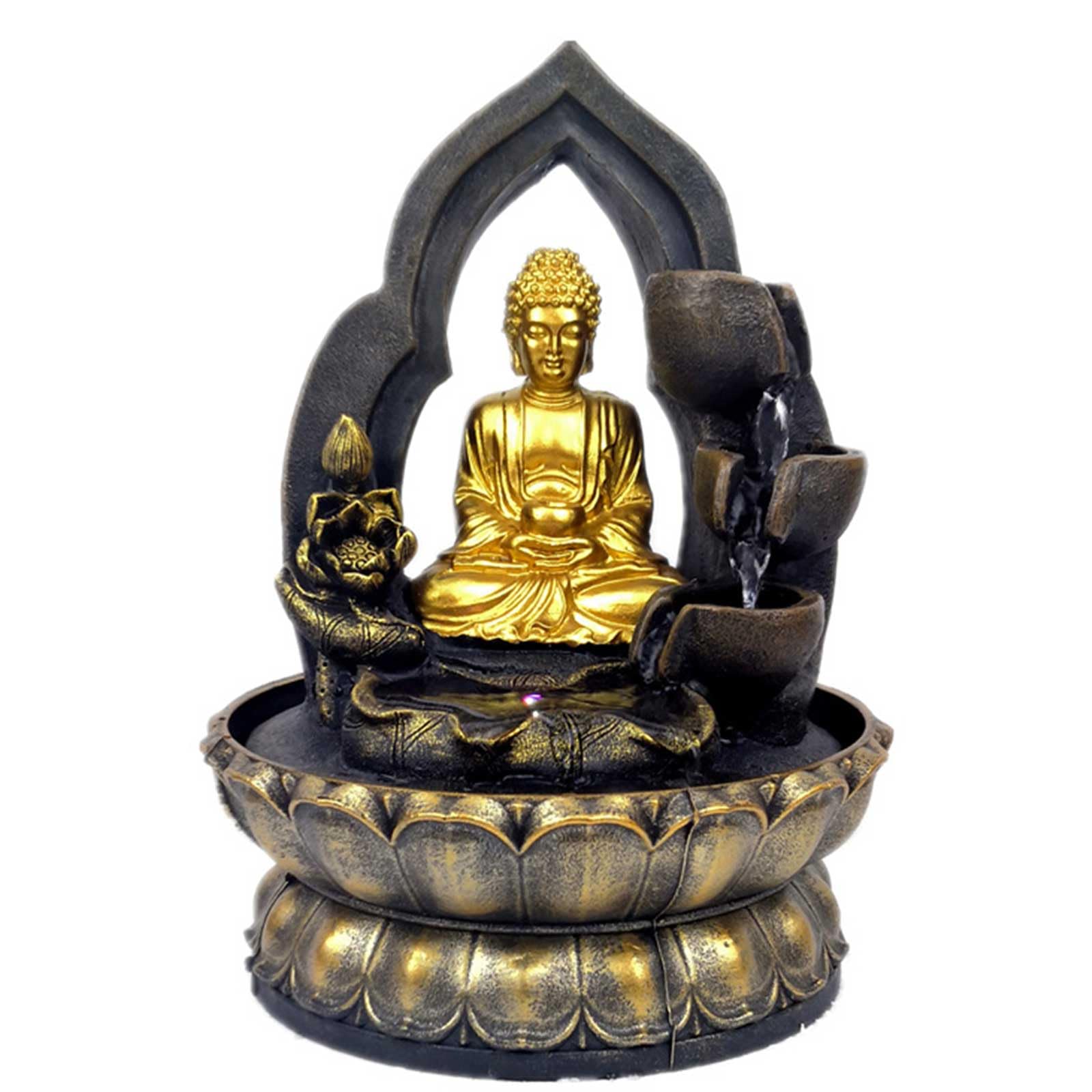 DECORN Smile Sitting Buddha Tabletop Water Fountain Indoor Decoration