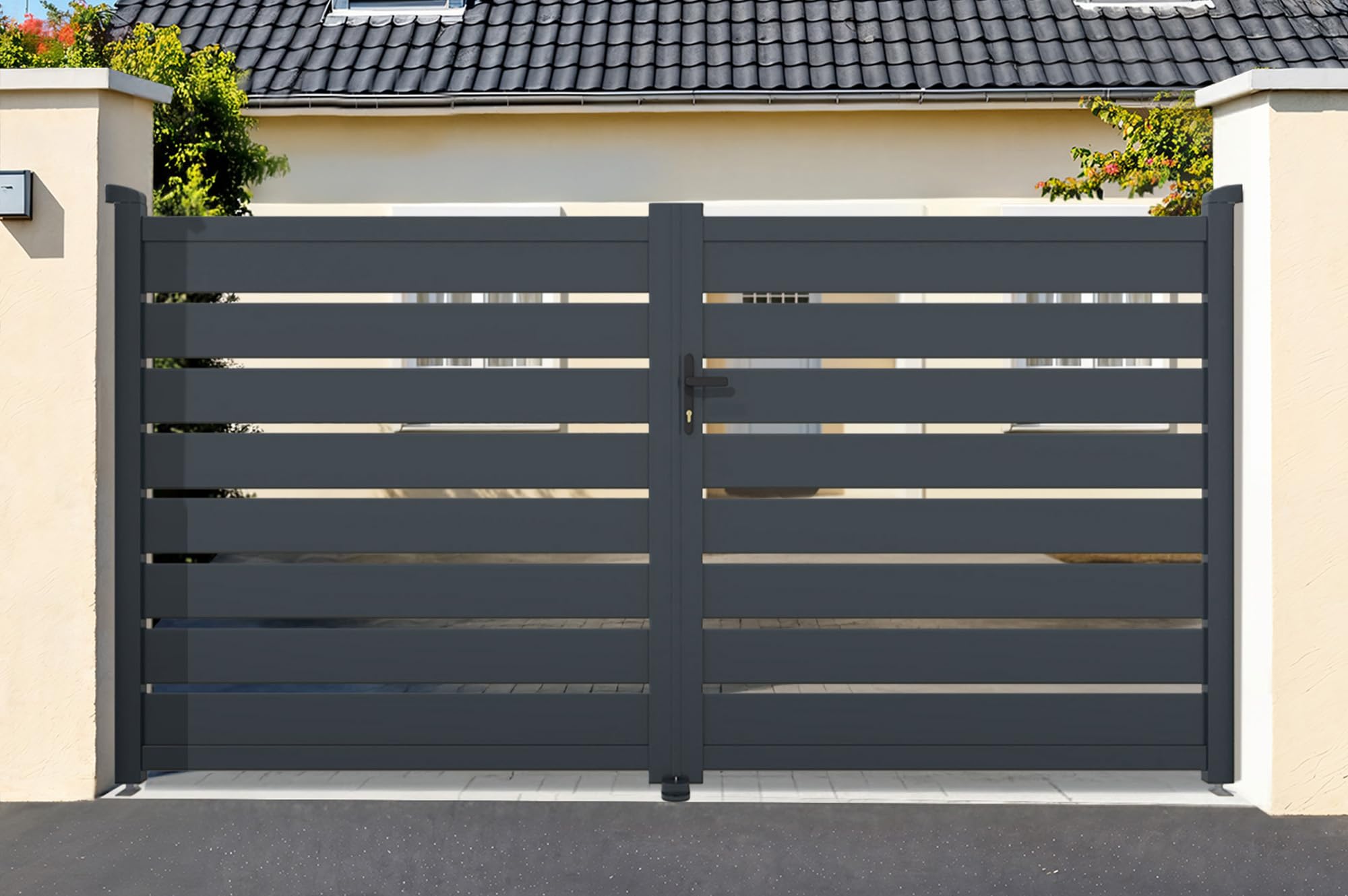 Casanoov Portail battant 4m VOGEL H.160cm aluminium gris