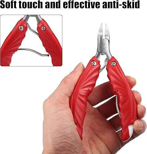 Miniatura 7 de VOCOSTE 1 cortaúñas para uñas gruesas, kit de cortaúñas de acero inoxidable, cortaúñas afiladas para hombres, mujeres, adultos, rojo