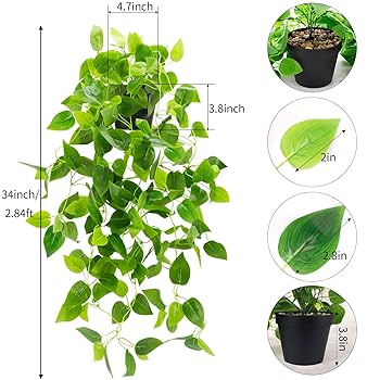 植物人形2体セット Amazon｜WXBOOM 小型フェイク人工鉢植え 人工ツタのつる植物