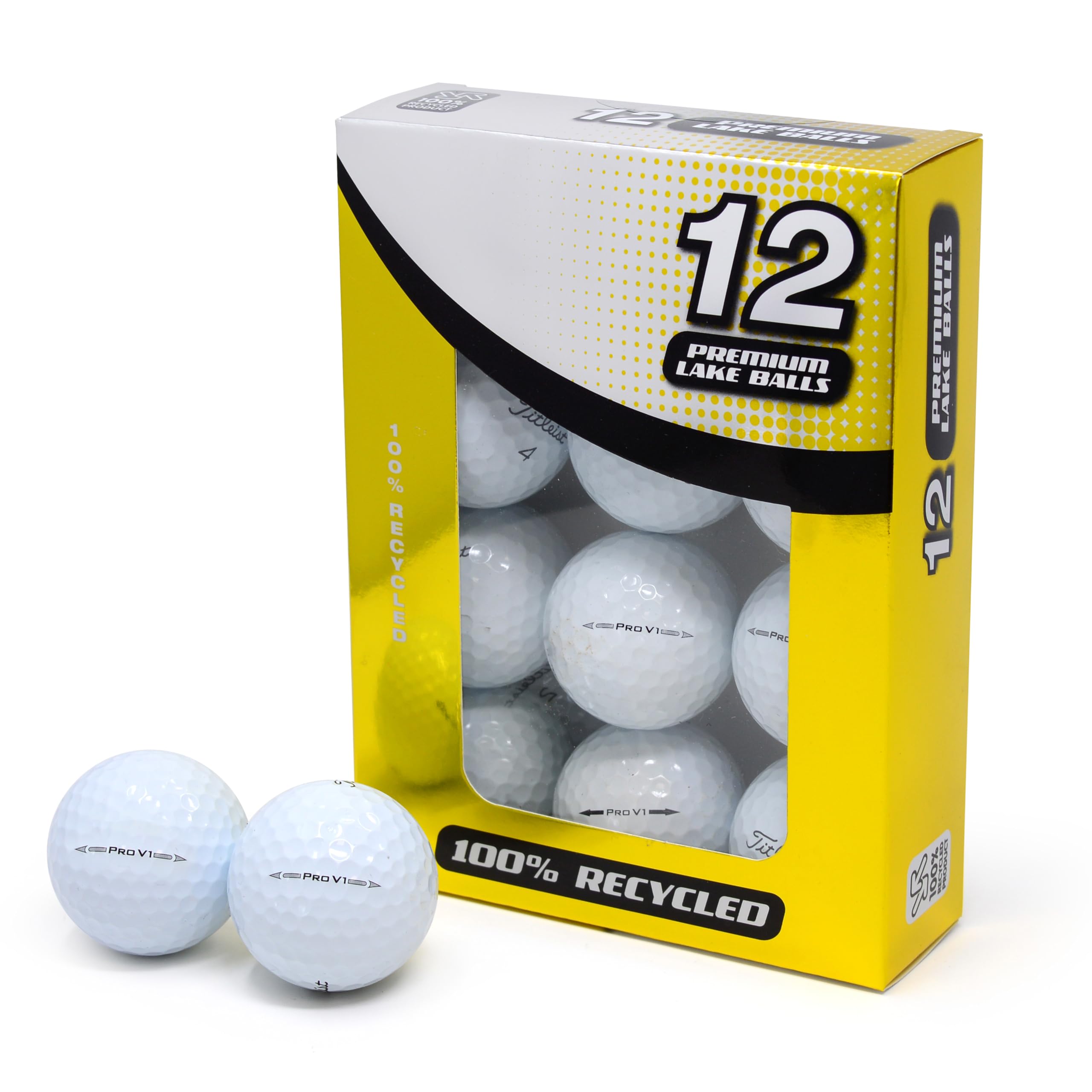 12 Pack Titleist Pro V1 Grade A Recycled Lake Golf Balls - Premium Used Golf Balls