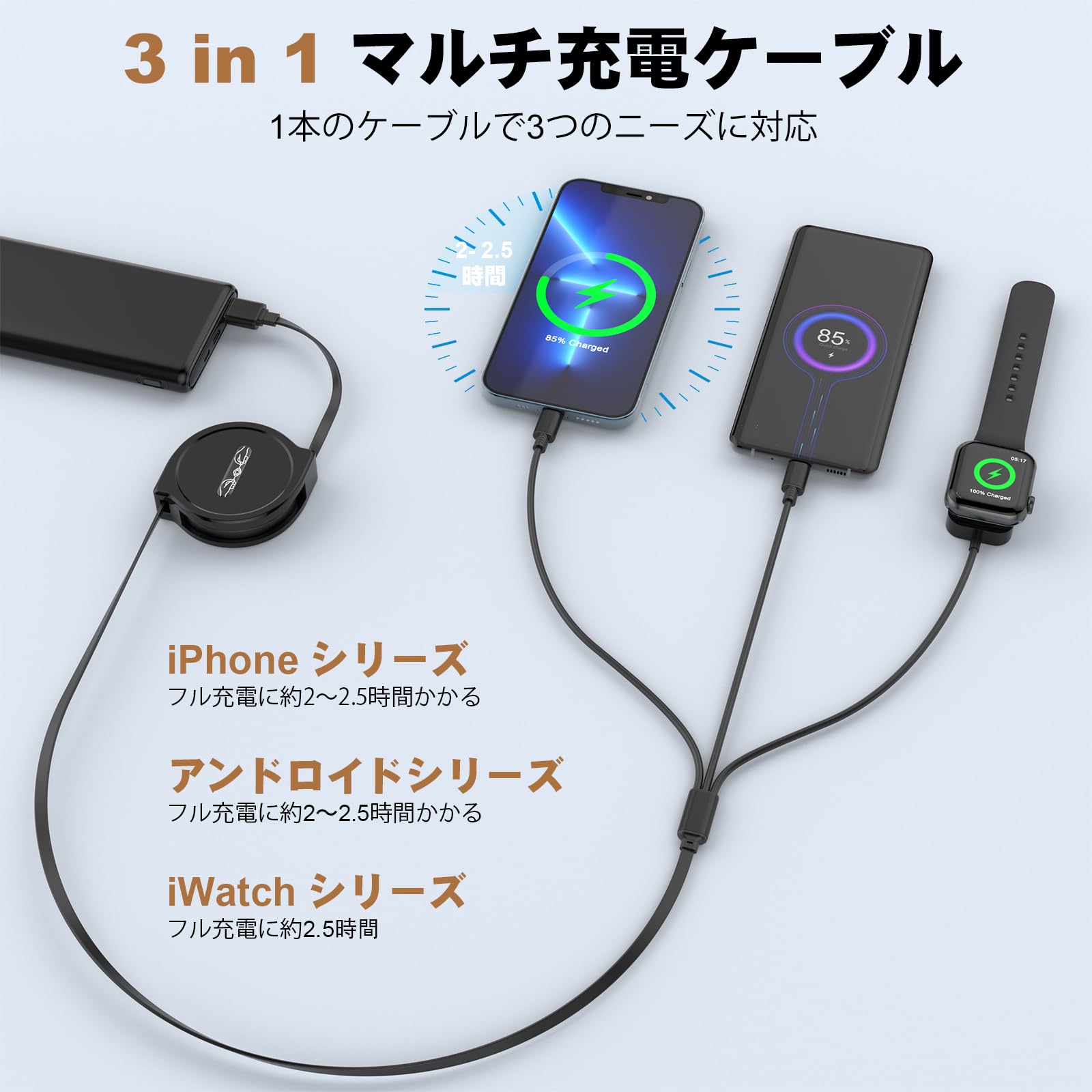 Amazon.co.jp: 【2025新設計】3in1 Apple Watch 充電器 3in1 充電 