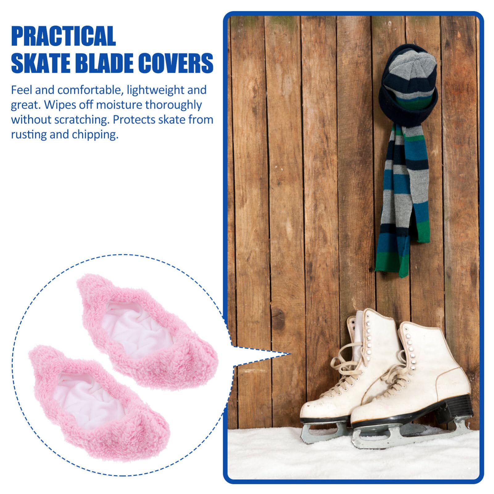 VANZACK Protège-Patins À Glace Couvre-Lames De Patins À Glace Protège-Patins pour Patins De Hockey Housse en Velours pour Tout-Petits Enfants Jeunes Adultes Hommes Femmes Garçons (Rose L)