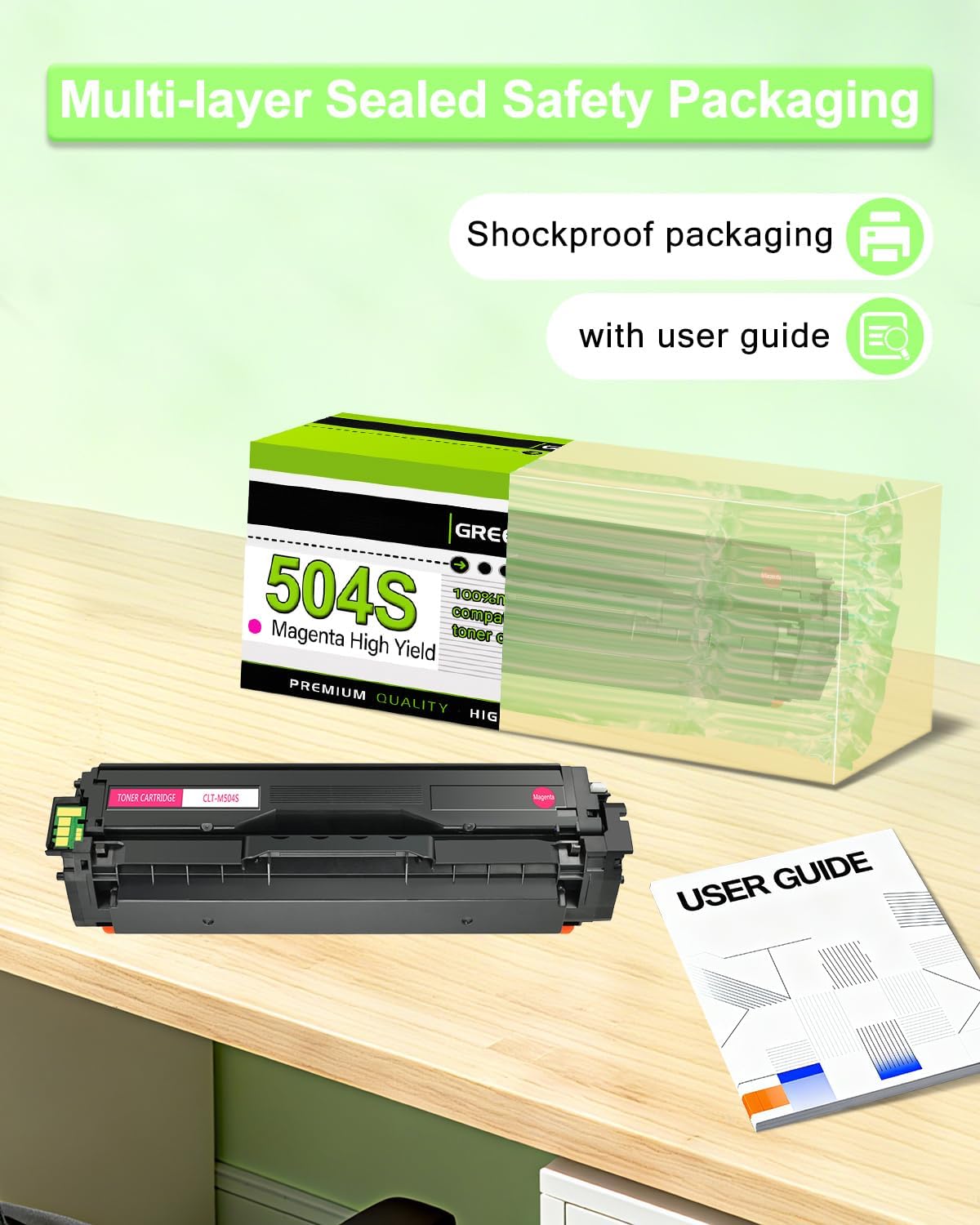 greencycle 3 Pack Compatible for Samsung CLT-504S CLT-C504S CLT-Y504S CLT-M504S Toner Cartridge Combo Set use in Xpress SL-C1810W C1860FW CLX-4195FN CLX-4195FW Printer - Cyan, Yellow, Magenta Toner