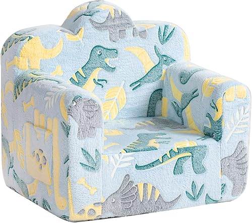 Miniatura 49 de Tiita Silla infantil de felpa para niños, sofá de felpa que brilla en la oscuridad, sofá para niños pequeños con funda lavable, asa de transporte,