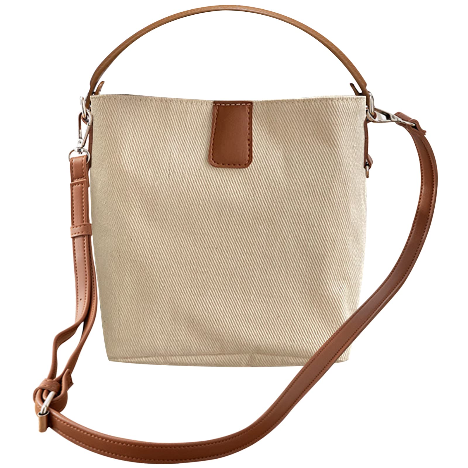 Lizbin Tote Bag Women Small Satchel Bag, Mini Crossbody Shoulder bag, Stylish Tote Handbag Purse, Canvas Hobo Satchel Shoulder Handbags Bag, Bucket bag for Office, Travel, Beach (White)