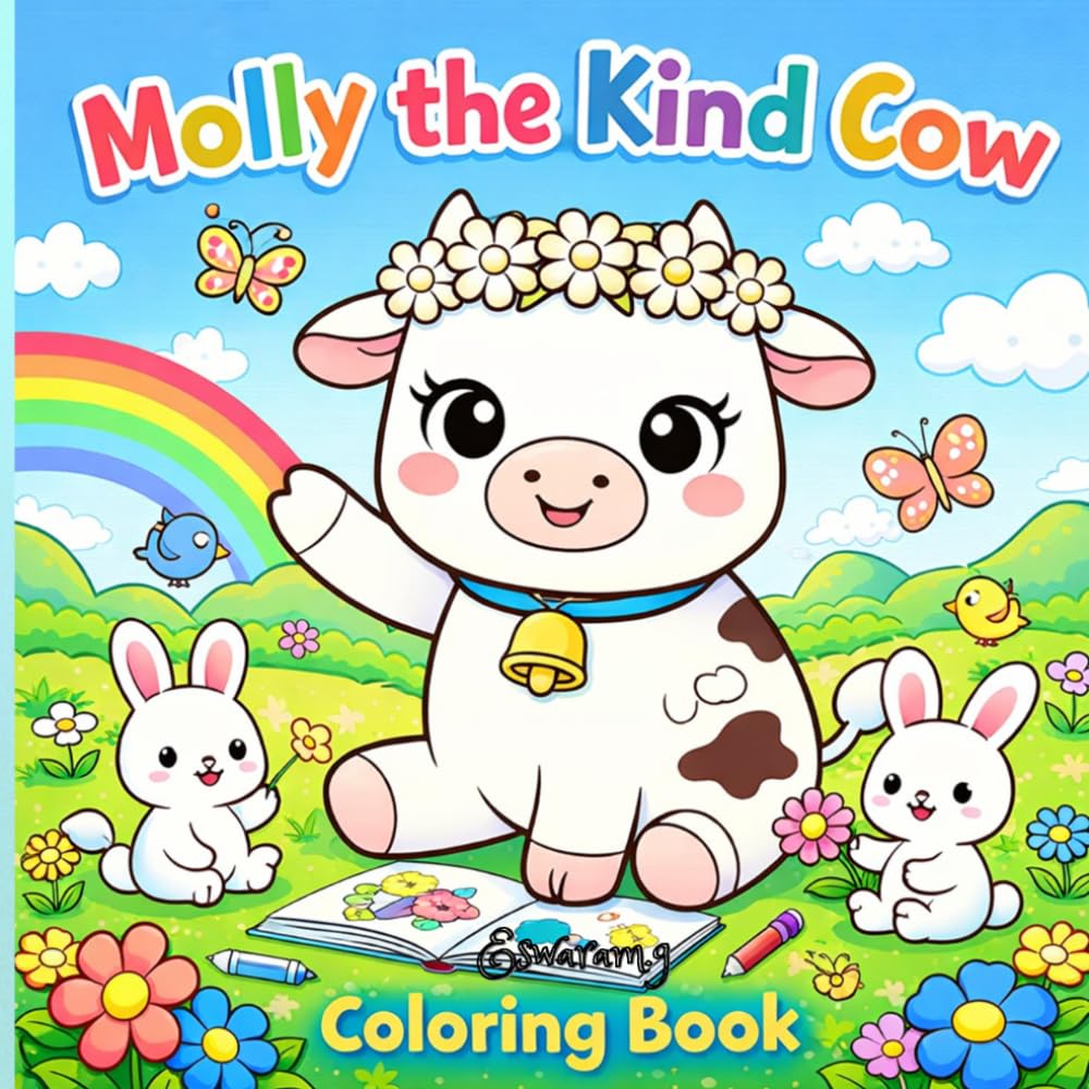 Molly the Kind Cow Coloring Book: A Cute Coloring Book for Kids to Learn Sharing, Kindness & Helping Others Through Fun Farm Adventures