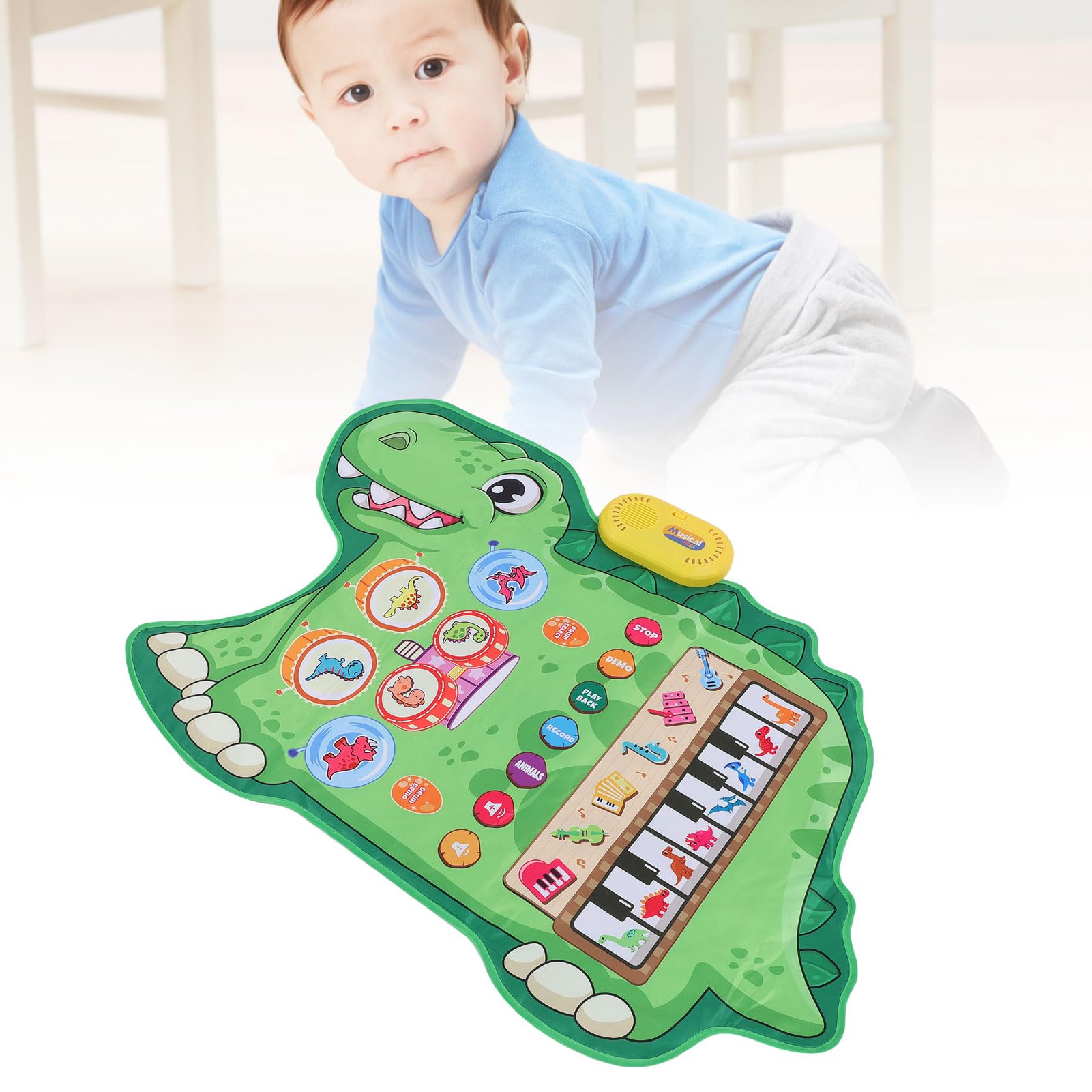 aqxreight Musical Mat Cute Dinosaur Educational Piano and Mat for Toddlers Early Learning a Playful Their MUSI Musical MatBaby Music MatPiano and MatBaby Piano ToyBaby — view 5