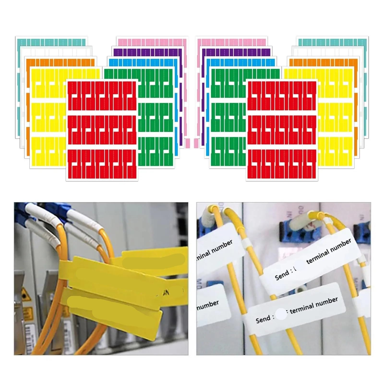 Marcatura del Cavo 600 Pz/20 Fogli Etichette for Cavi Marcatura Filo Rete Impermeabile Stampante Adesivo Organizzatore A4 Etichetta Autoadesiva Etichette for Cavi Segnacavi
