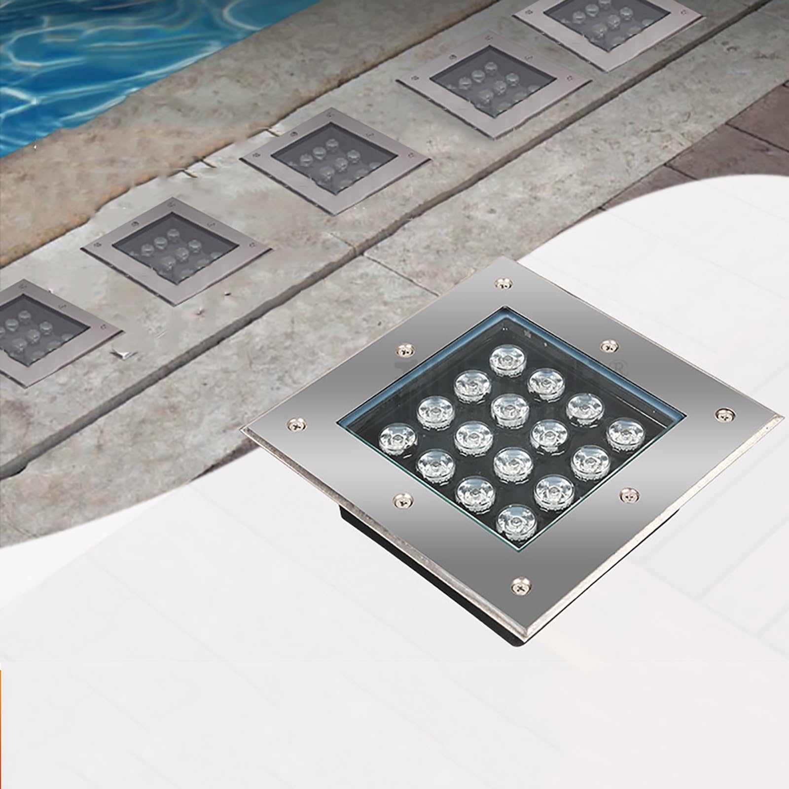 Podłogowa lampa krajobrazowa LED, zakopane reflektory zewnętrzne, podwodne mini lampy LED do basenu niskiego napięcia AC 12 V, reflektor wpuszczany pod kątem wiązki wodoodporny IP68 (czerwony