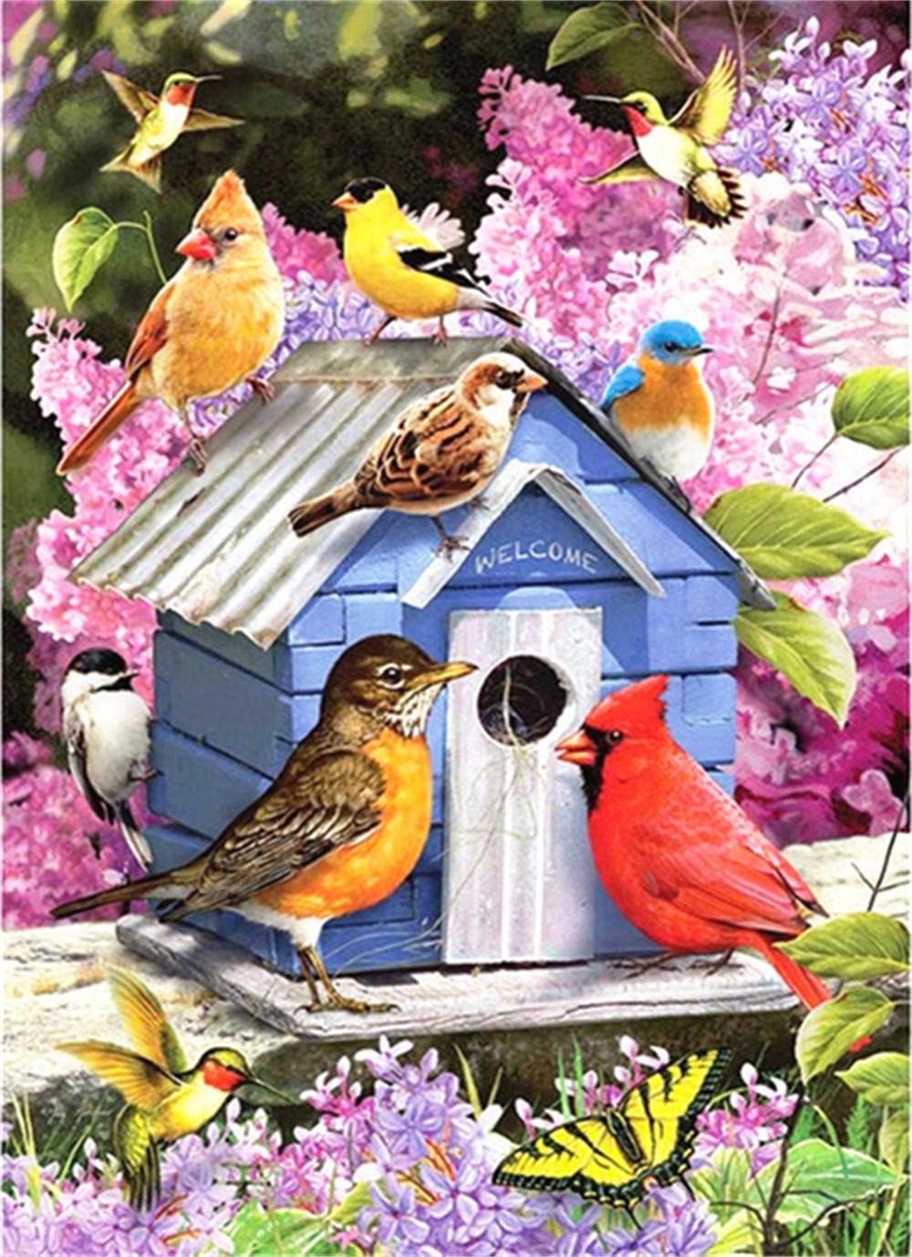 5D DIY Diamond Painting Kit Completo, Uccello rosso Diamond Painting