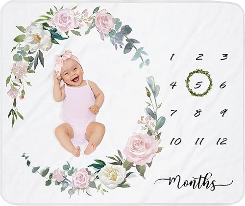 Miniatura 1 de Manta de hito para bebé, manta mensual para recién nacido, decoración de guardería rosa, fondo de fotos para bebé, manta con corona y diadema