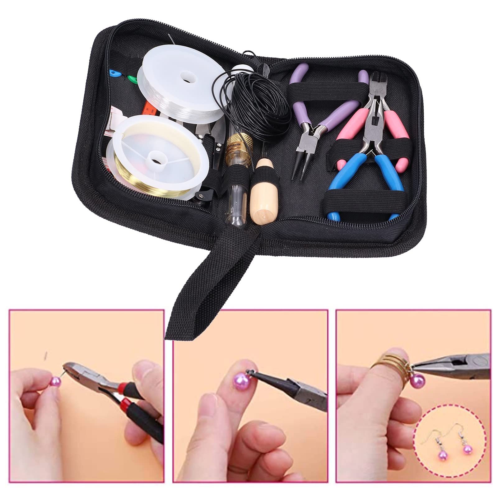 Kit voor het maken van sieraden, starterskit, sieradenreparatie-accessoires met open springring, kreeftsluiting voor doe-het-zelf sieraden maken en repareren van ketting, armband, oorbellen (zilver