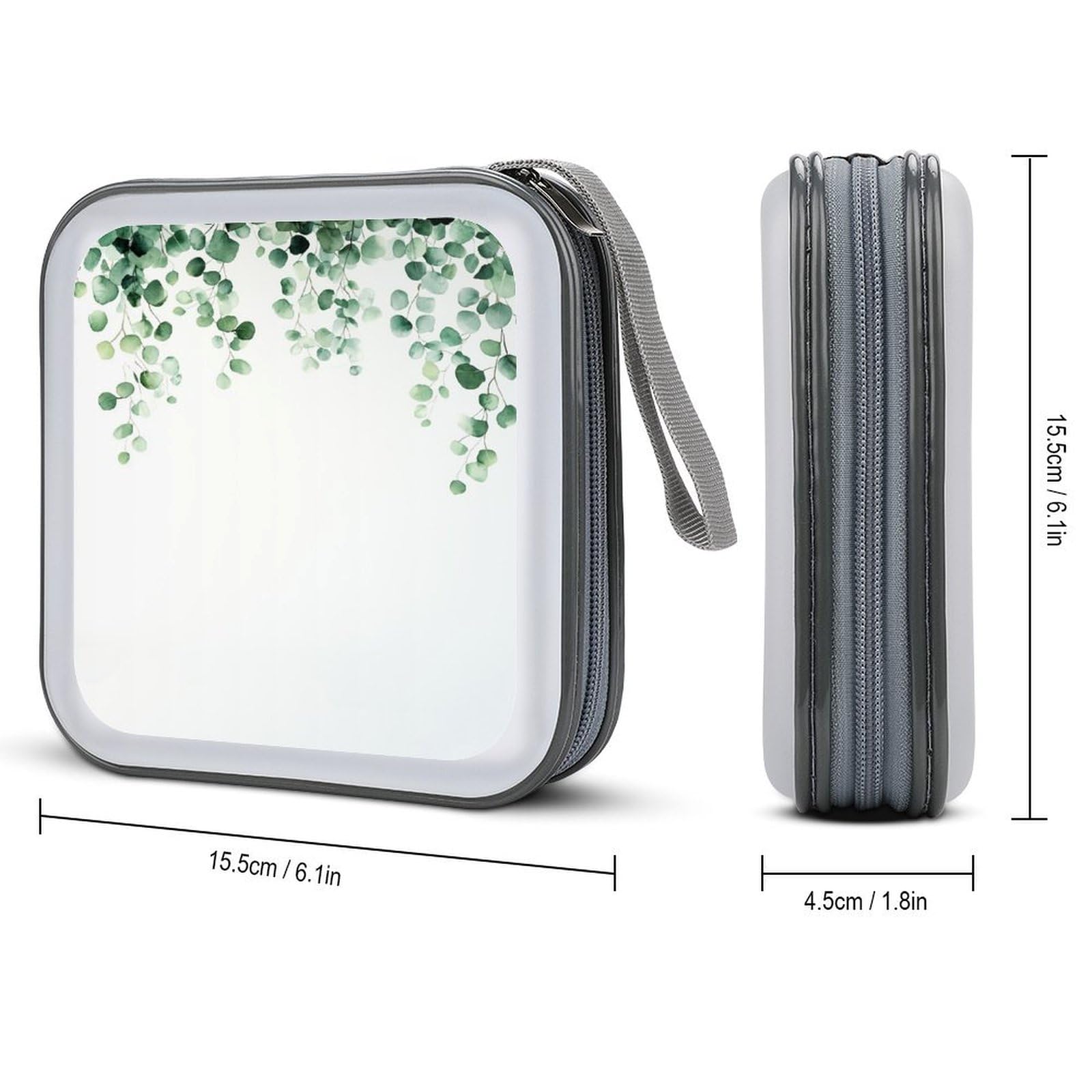 DuduYH Watercolor Eucalyptus Leaves CD Case DVD Storage Case Portable