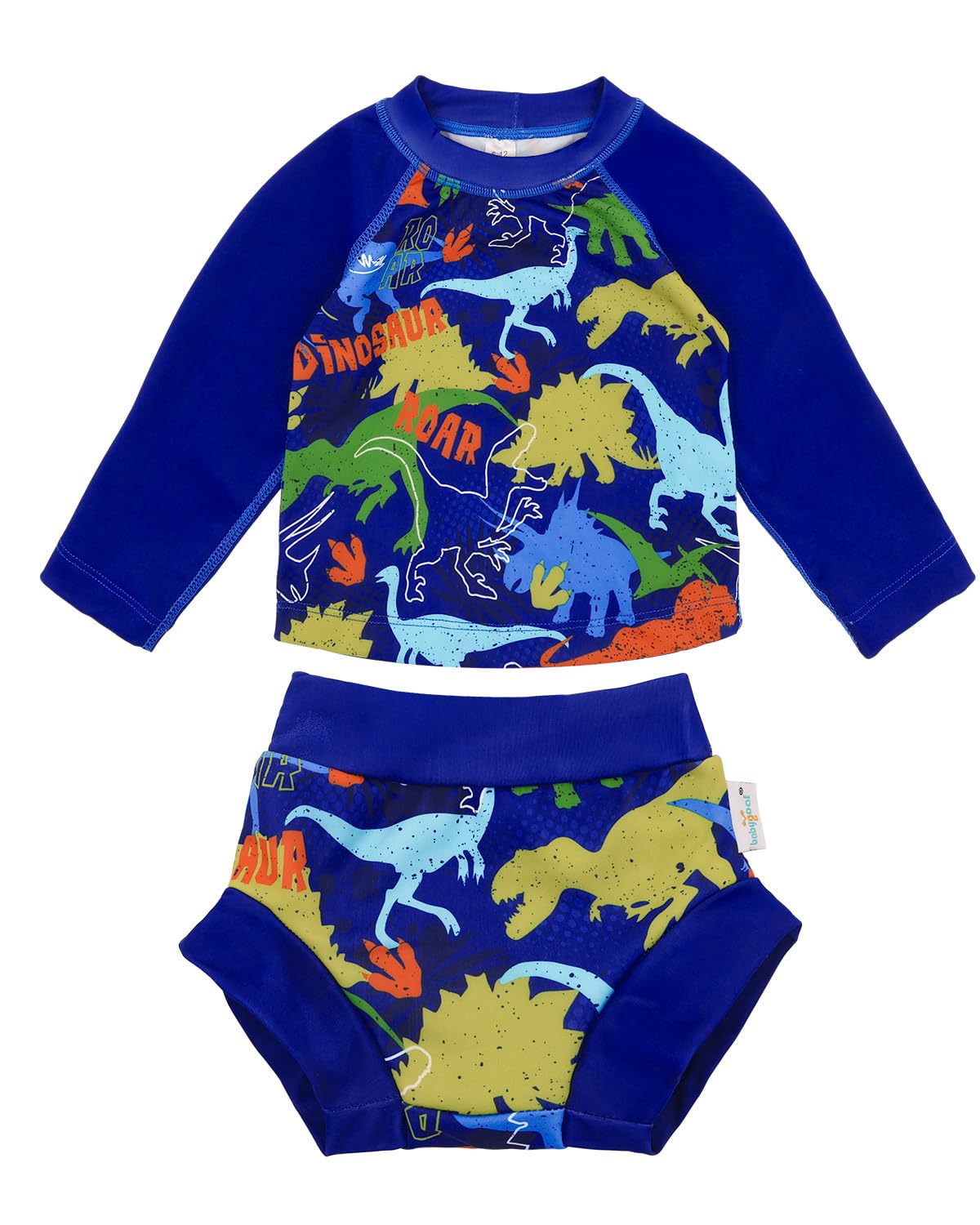 babygoal Baby Toddler Swimsuit with Swim Diaper, Long Sleeve Rash Guard Set with UPF 50+ Sun Protection for Boys & Girls