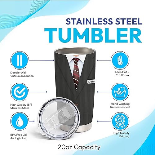 Miniatura 4 de Hyturtle Regalos personalizados para asistente de vuelo, información nutricional, 20 onzas, 30 onzas, acero inoxidable, taza de viaje, taza de café,