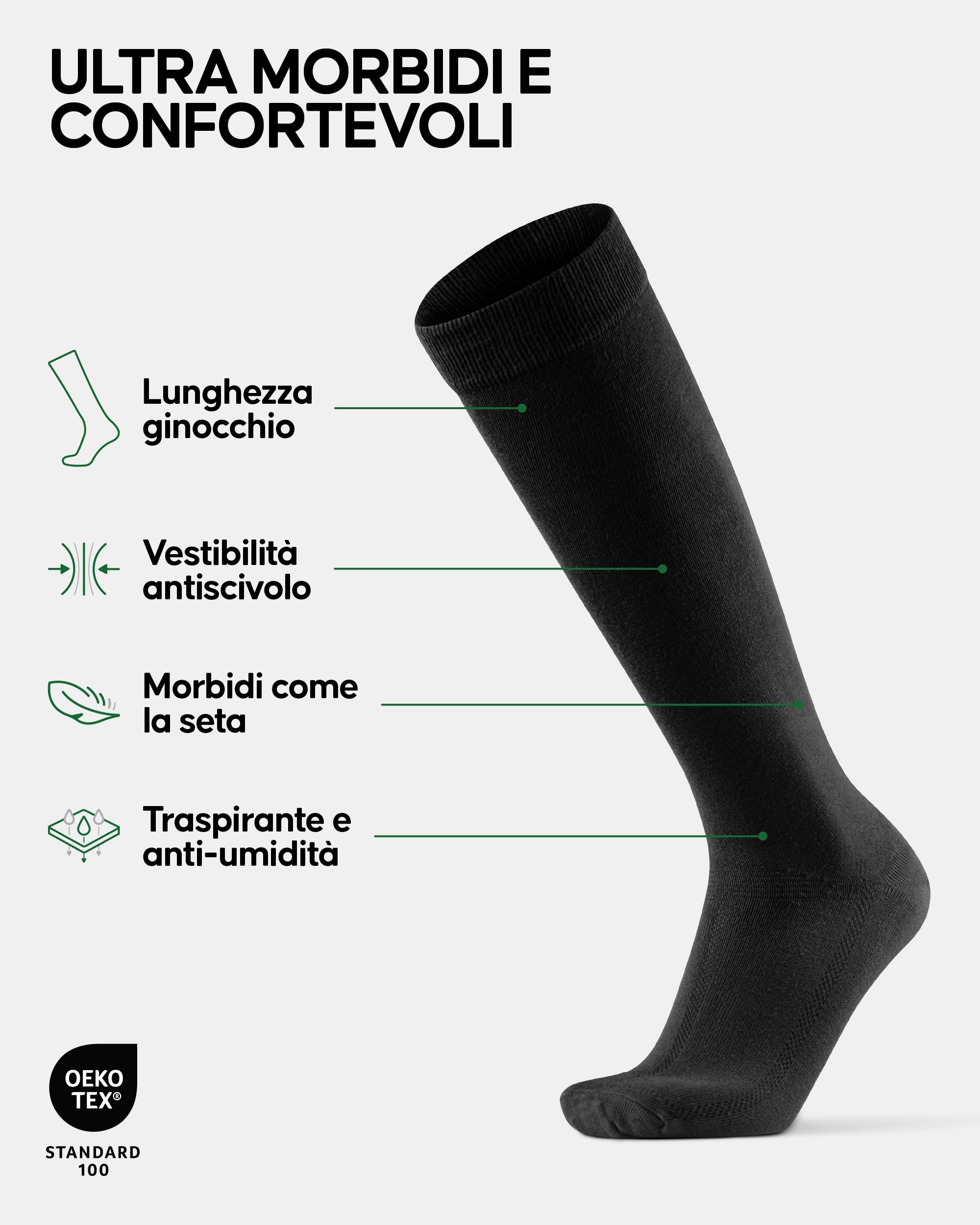 DANISH ENDURANCE Calze Uomo Lunghe Invernali in Bambù, Classiche, Traspiranti, Morbide, per Uomo e Donna, 3 Paia