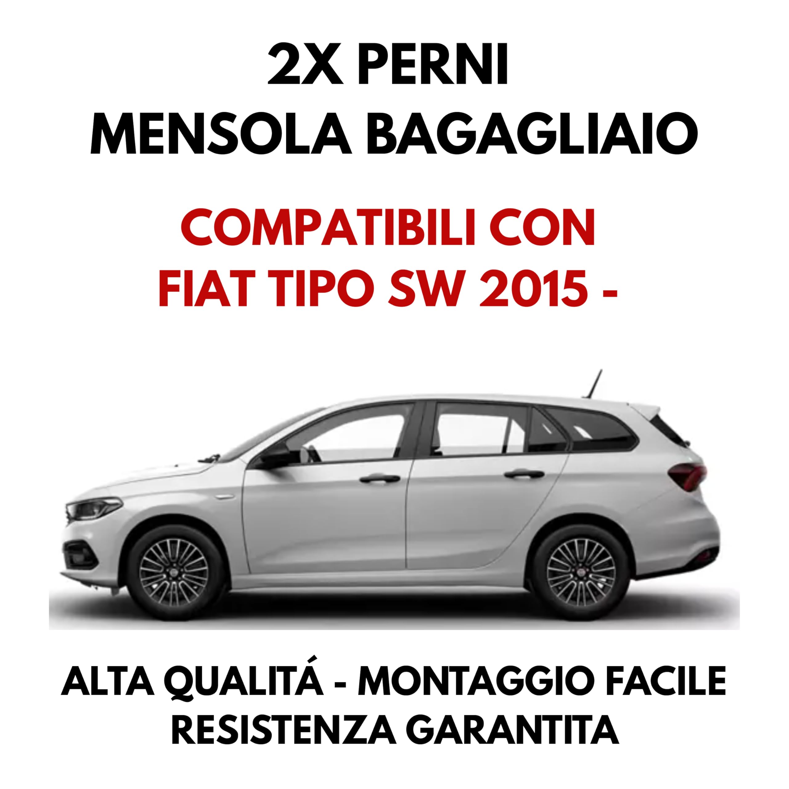 Tredify Fixation Plage Arrière Compatibles Fiat Tipo SW - Pivot Robuste Noir 2 Pièces