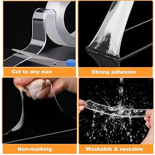 Miniatura 4 de Tayuvira Cinta nano de doble cara resistente de 164ft x 12in x 0079in cinta de montaje en pared fuerte adherente cinta adhesiva nano multiusos cinta