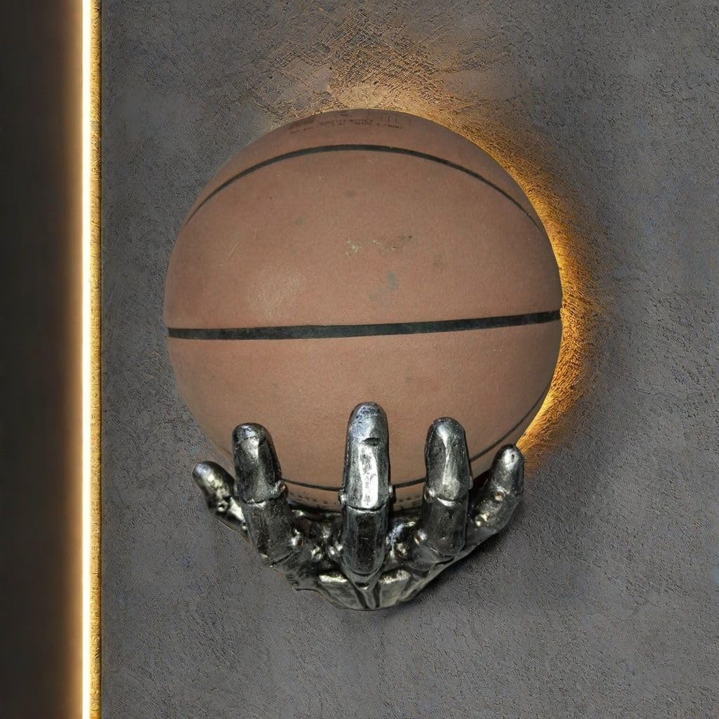 Portapalloni da basket da parete a forma di mano, stile punk meccanico, decorazione da parete artistica, espositore salvaspazio, decorazioni per palloni da basket, espositore per palloni