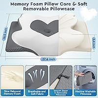 Vista 2 de Almohada cervical para el cuello, almohadas de espuma viscoelástica para dormir, almohada de hombro para personas que duermen de lado, duermen