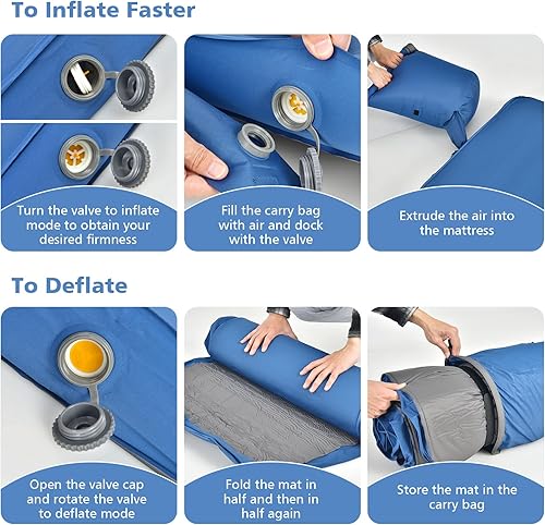 Vista 11 de Giantex Alfombra de camping autoinflable de 4 pulgadas, verde, compacta, inflable, ligera