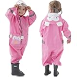 Kids Toddler Rain Suit for Boys Girls One Piece Hoodie Zipper Cute Cartoon Waterproof Rain Jacket 1-10 Years S-XL Size