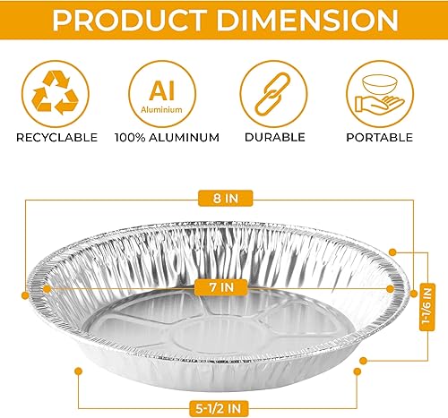 Miniatura 3 de The Baker Celebrations Moldes desechables de papel de aluminio para hornear de 8 pulgadas (7 pulgadas de diámetro interior), fabricados en Estados
