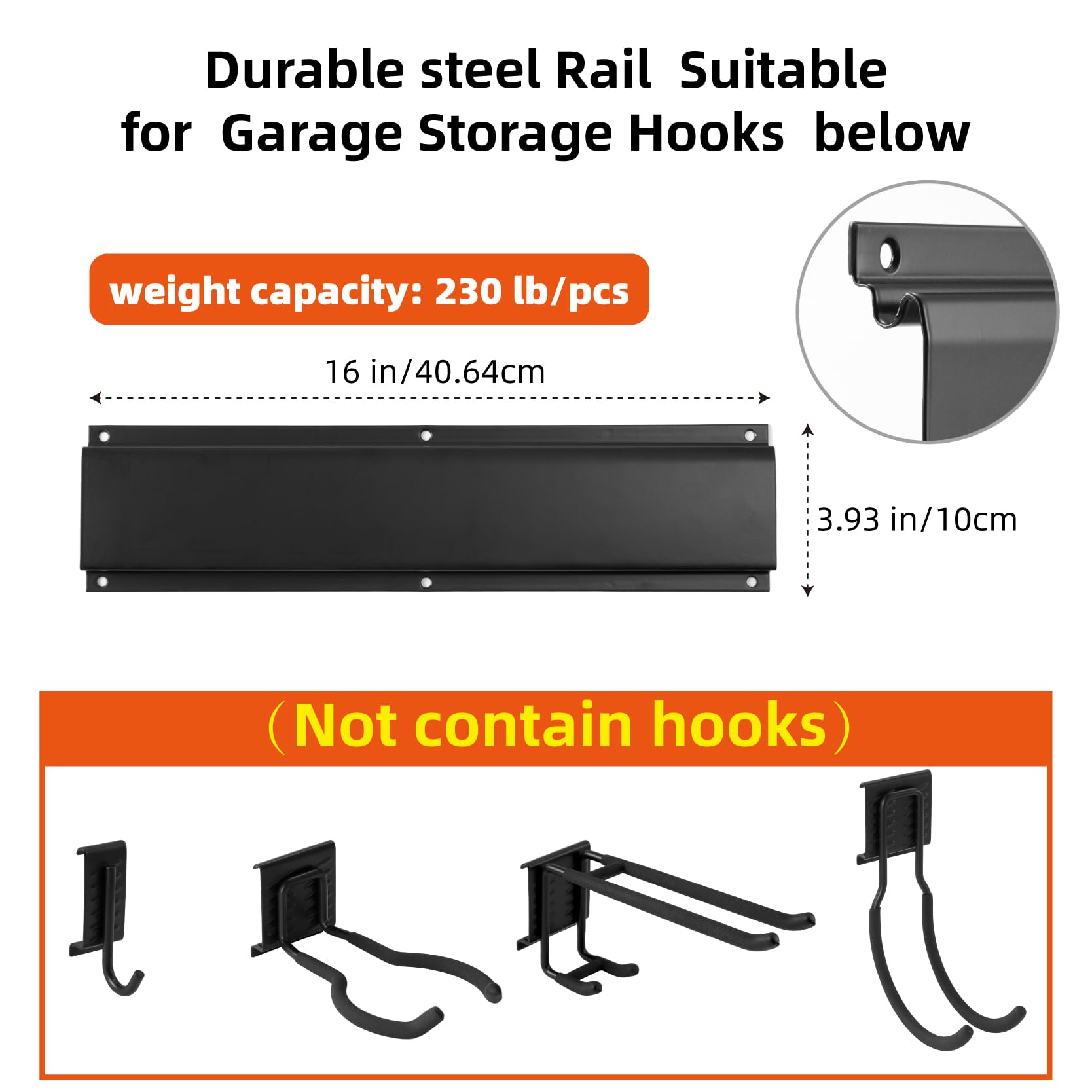 Sinoer , 1 organiseur à outils, 40,6 cm de long en métal, accessoires de montage sur rail pour outils de jardin, système de rangement SINOER compatible avec le système de rangement d'atelier/garage