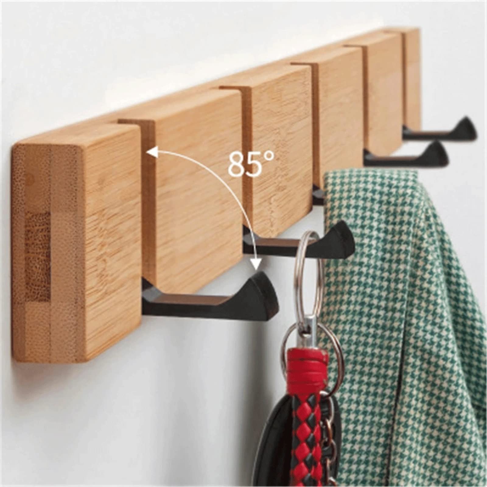 NEECS Perchero Perchero Plegable Pasillo de bambú Gancho para Sombrero Percha Puerta del Dormitorio Gancho de Montaje en Pared Sala de Estar Cocina Inodoro Pared Ganchos de Madera