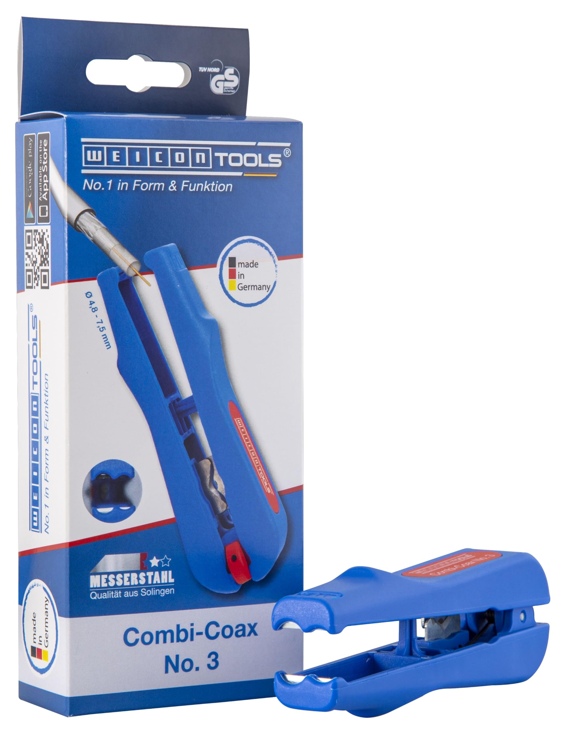 WEICON TOOLS Combi-Coax No. 3 Stripper for antenna and transmission cables, blue/red, 125 mm
