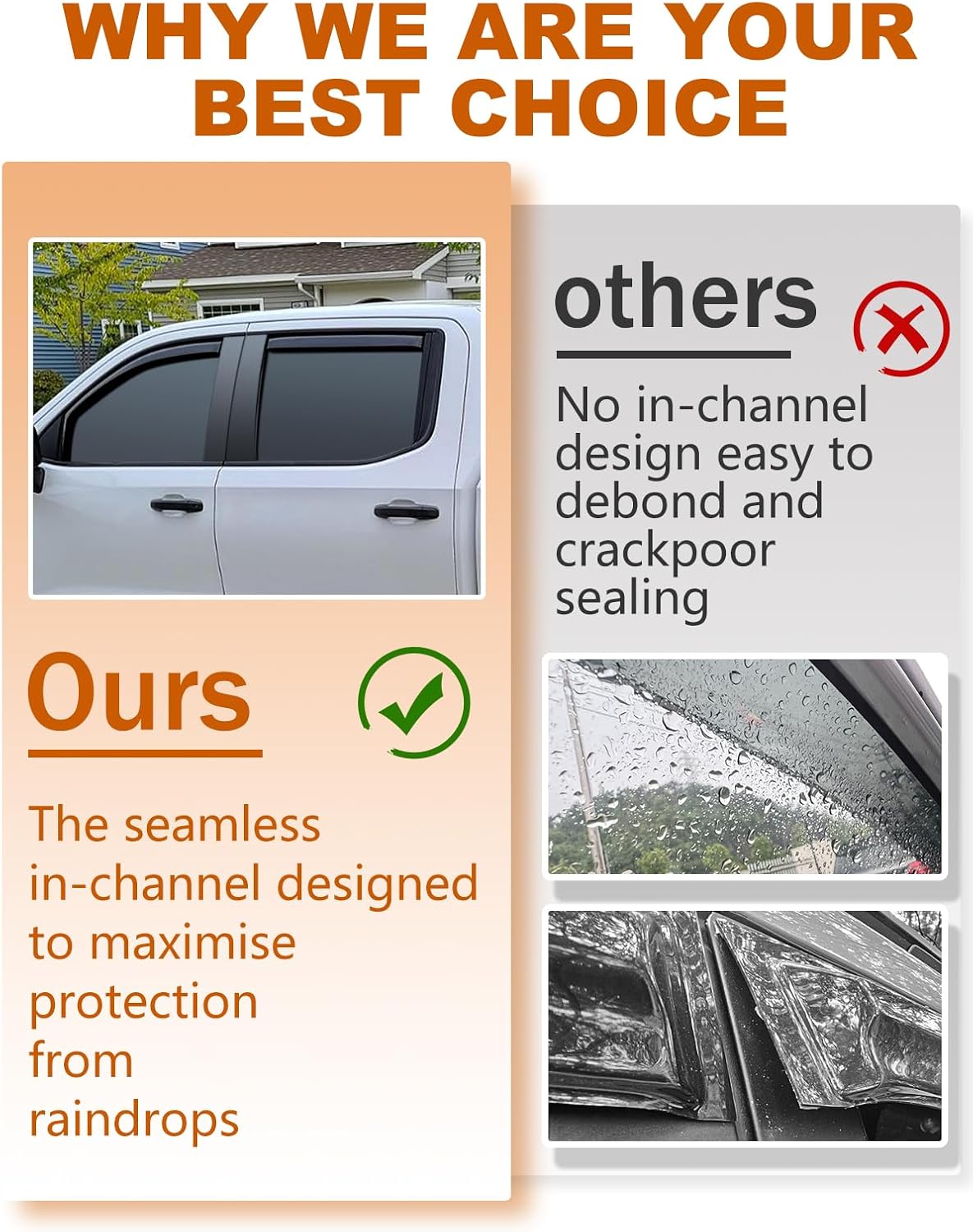in-Channel Rain Guards Fit for Toyota Tundra CrewMax 2022-2026 Extra Durable Window Rain Guards Window Deflectors Low Profile Vent Visors Vent Shades Exterior Truck Accessories