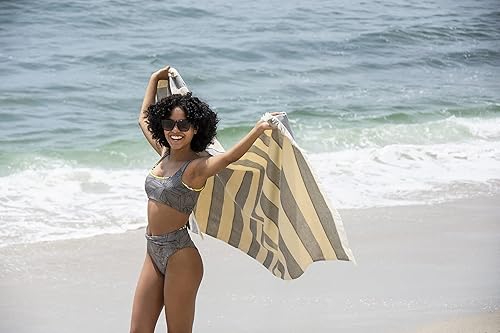 Miniatura 7 de Black & White Brands Juego de 4 toallas turcas de playapiscina. 100% algodón turco orgánico, diseño elegante y portátil XL.