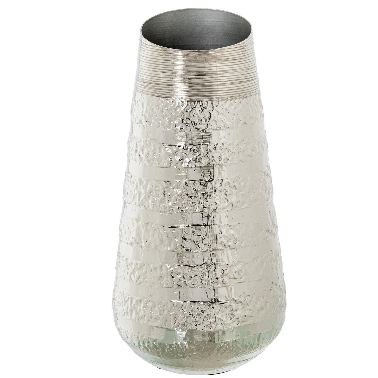 Vase de sol alu argenté Ø21 cm décoration maison moderne salon