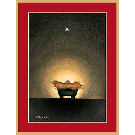 Caspari Star & Creche Boxed Christmas Cards