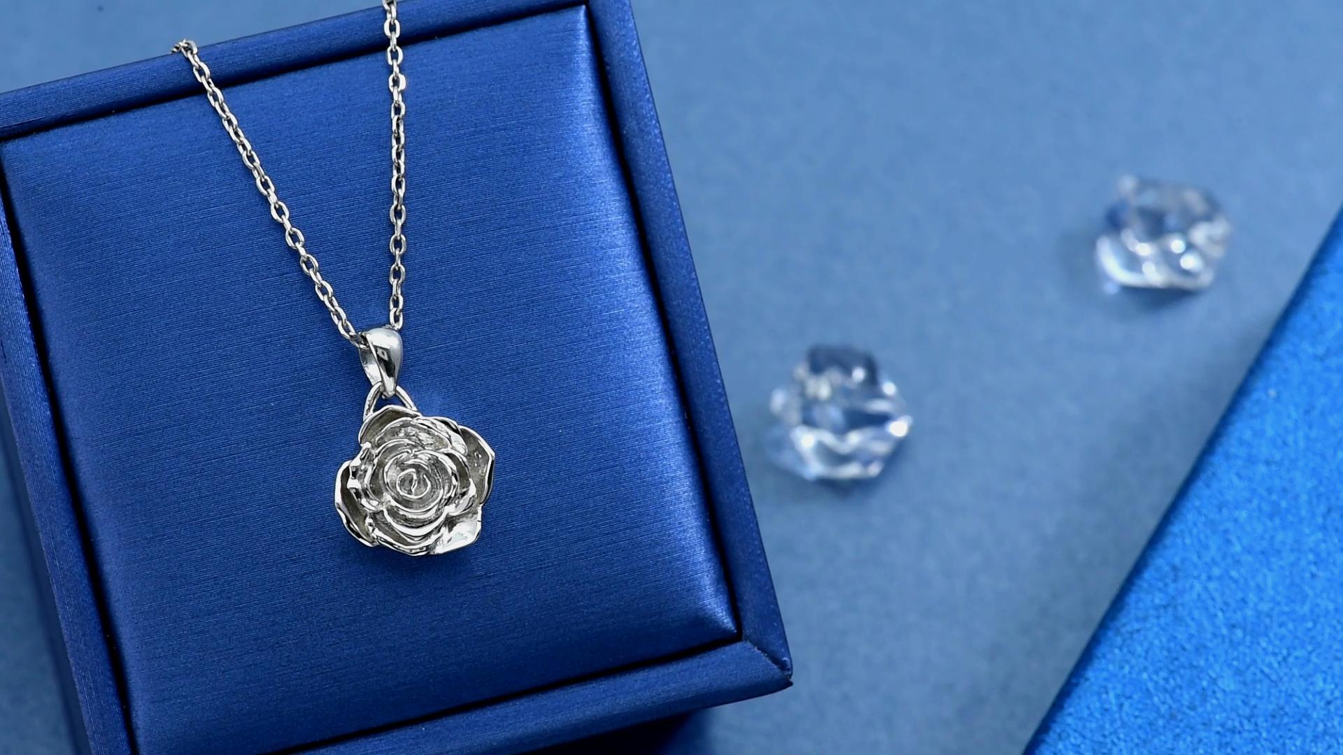 BEILIN 925 Sterling Silver Loves Rose Pendant Necklace Jewelry