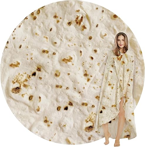 SeaRoomy - Manta redonda de tortilla gigante para burrito, envolvente, suave, para niños y adultos