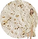 SeaRoomy Burritos Tortilla Blanket, Realistic Food Wrap Blanket Double Sided, Novelty Funny Tortilla Round Soft Blankets (Beige, 47 inches)