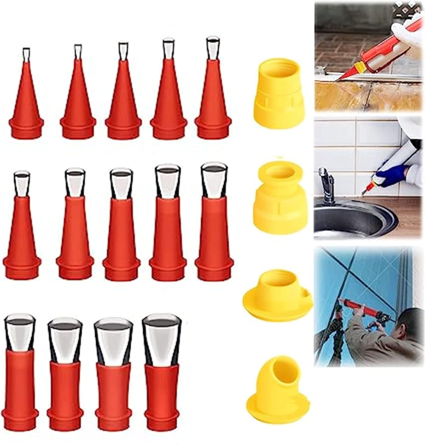 Universal Integrated Rubber Nozzle Tool Kit,Caulking Sealant Finisher