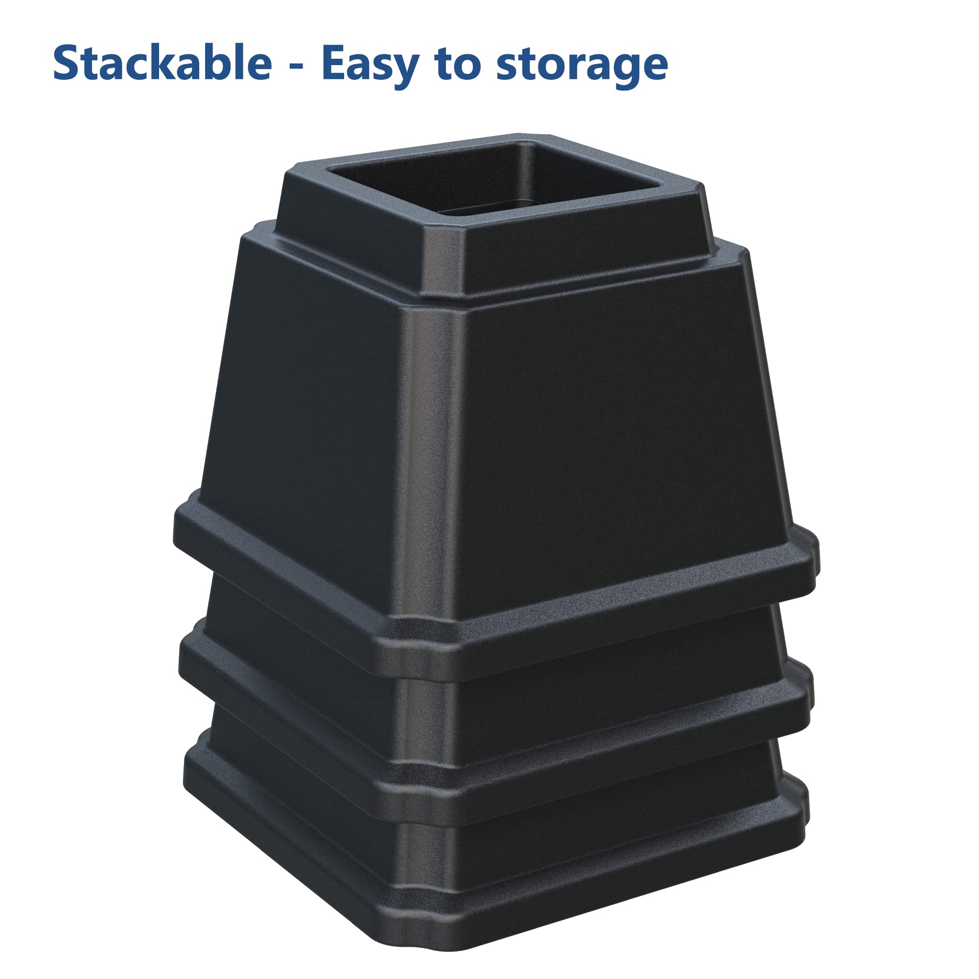 Elevadores de cama de 4 pulgadas resistentes, elevadores de muebles para marco de cama, sofá, escritorio, silla, levanta hasta 1.5 libras, juego de 8, negro