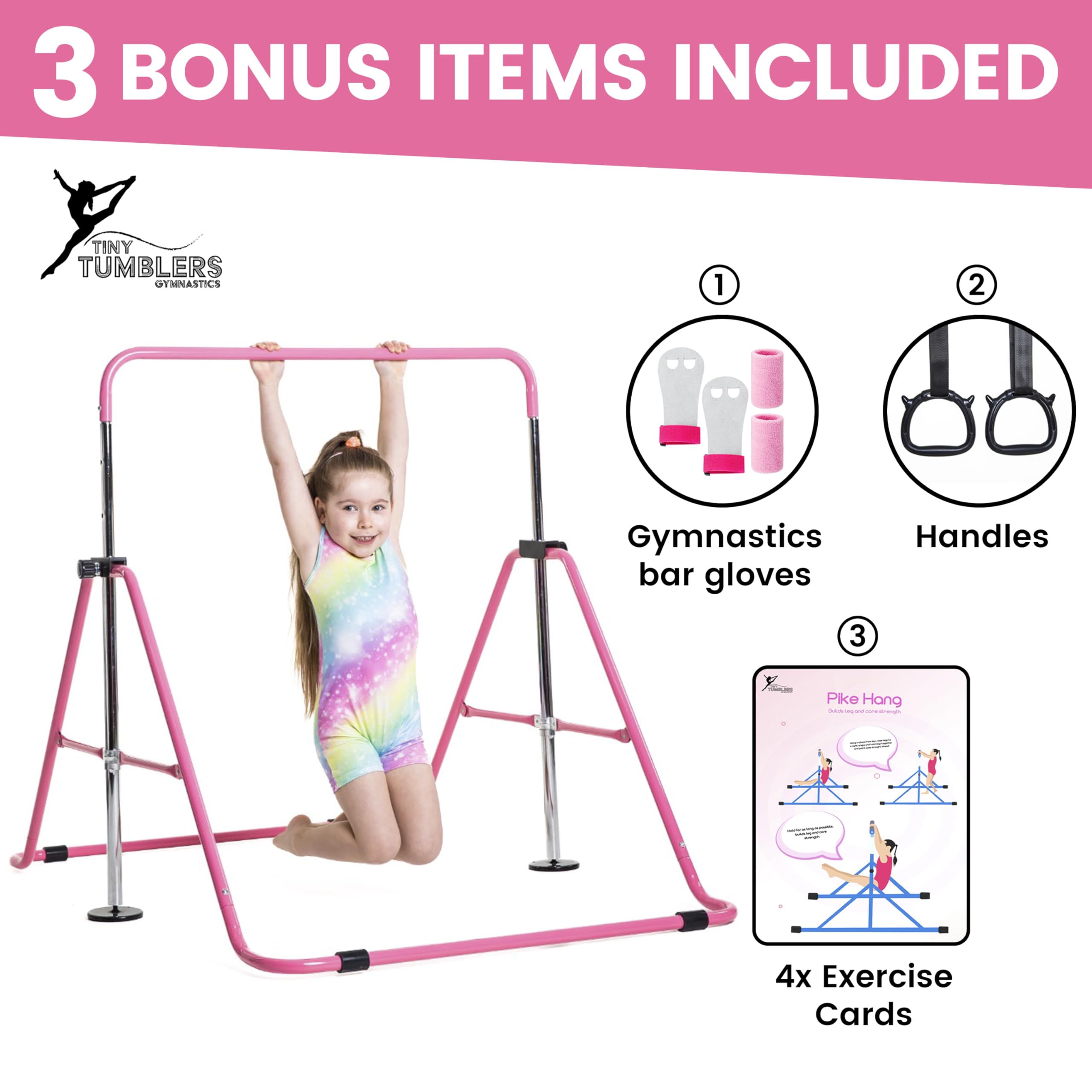Reckstange Indoor Kinder Höhenverstellbar für Zuhause – Turnstange Kinder Stabil & Sicher – Gymnastikstange mit Ringen & Griffen – Turnreck Kinder Robust