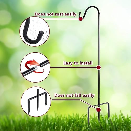 Miniatura 6 de 2 linternas y 2 ganchos. Luces solares para exteriores, faroles decorativos de jardín colgando en ganchos de pastor.
