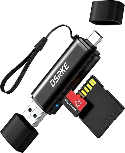 Czytnik Kart SD USB C & USB 3.0, 2-w-1 Aluminiowy Adapter Kart Pamięci kompatybilny z iPhone 17 16 15, Galaxy S26 S25, MacBook, iPad, Android, Zewnętrzny Adapter SD Micro SD UHS-I, Czarny