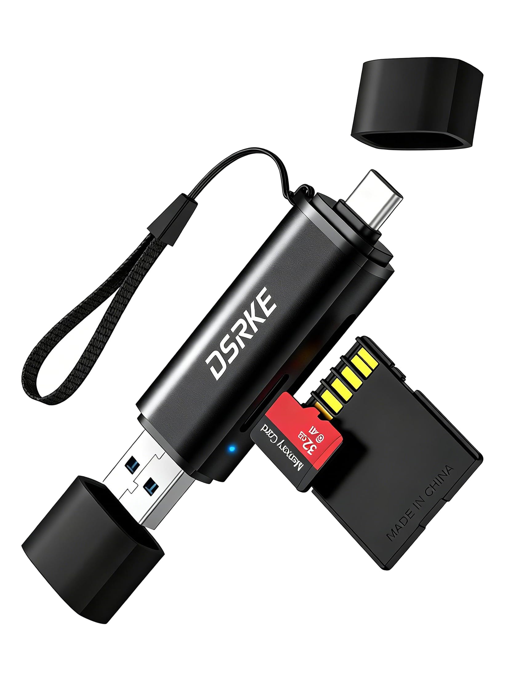 Czytnik Kart SD USB C & USB 3.0, 2-w-1 Aluminiowy Adapter Kart Pamięci kompatybilny z iPhone 17 16 15, Galaxy S26 S25, MacBook, iPad, Android, Zewnętrzny Adapter SD Micro SD UHS-I, Czarny