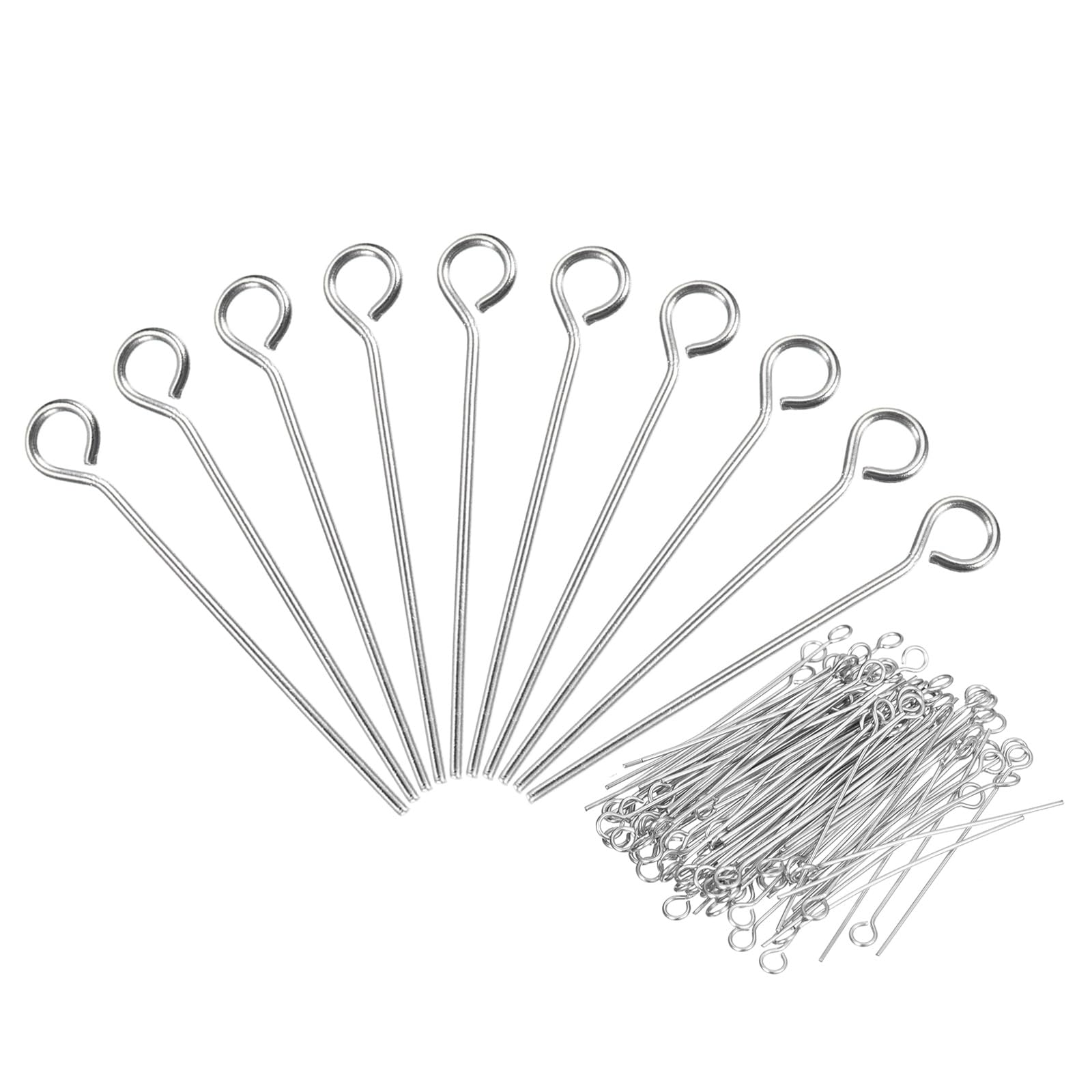 PATIKIL 200Pcs 304 Stainless Steel Jewelry Eye Pins 25mm 22 Gauge Silver Open Eye Pins for Jewelry Making DIY Craft Necklaces Bracelets Earrings
