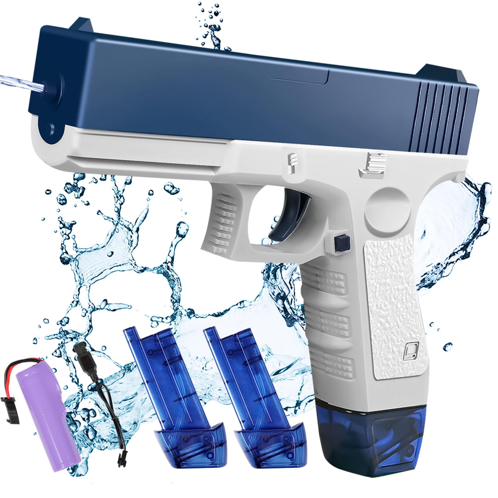 OSDUE Pistola de Agua Eléctrica, Pistola de Agua Eléctrica para Adultos y Niños, Alcance Máximo 32 Pies Pistola de Agua Automática de un Toque, Piscina de Verano Juguetes para Fiestas en La Playa