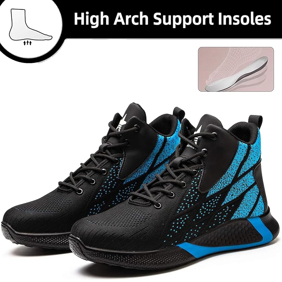 Scarpe Antinfortunistiche Uomo Donna PAQOZKC - Punta In Acciaio, Traspiranti, Antiscivolo - Per Lavoro, Cantieri, Esterni - Foto 4