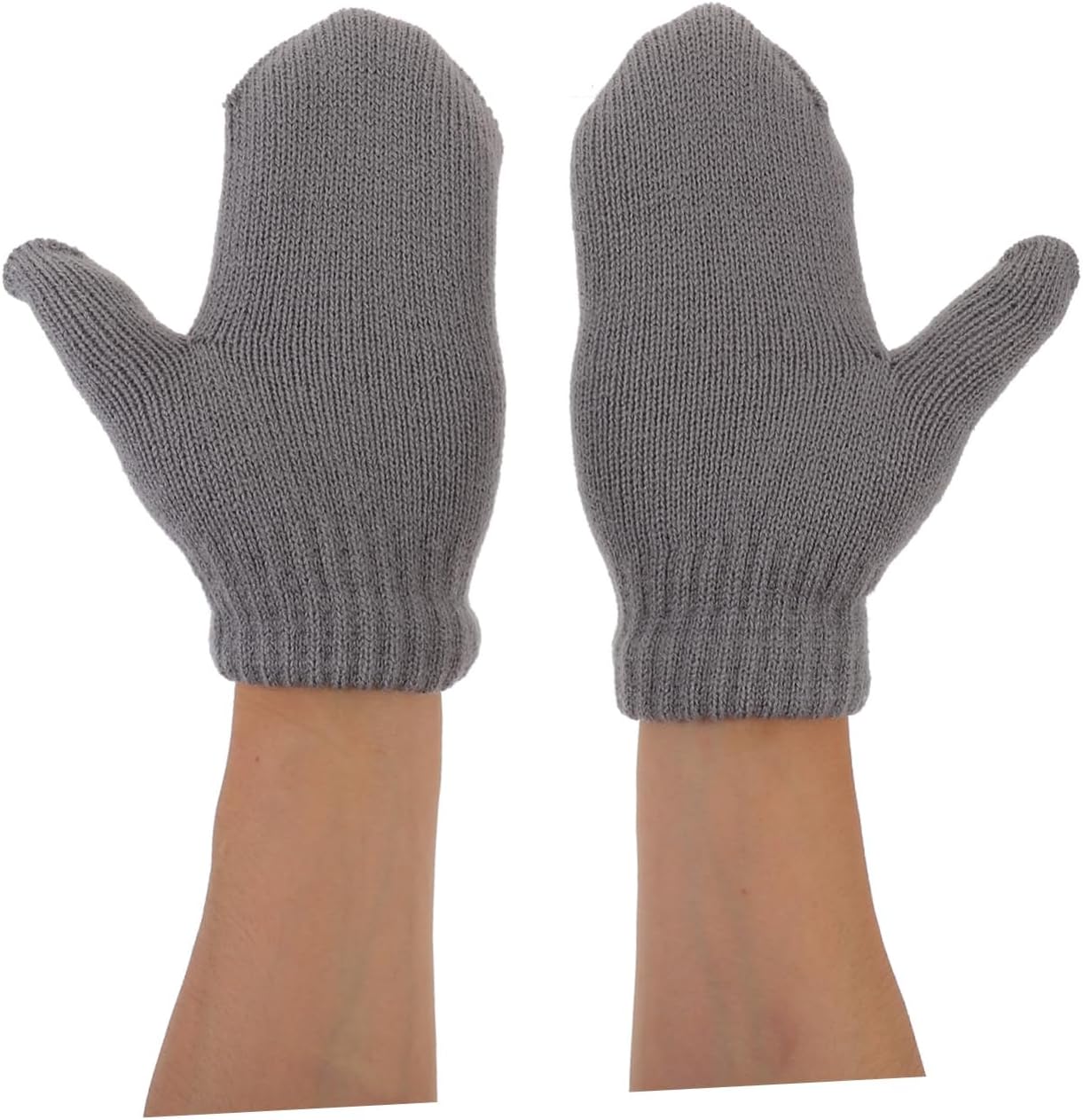 YARNOW 3pairs Adult Mittens Thick Knit Gloves for Cold Weather Portable Outdoor Hand Warmers for Men and Women Grey